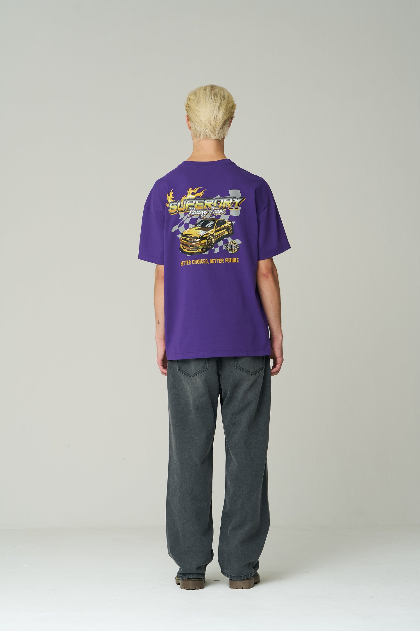 Over Fit Racer Half T-Shirts Purple - Superdry Singapore
