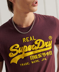 Vintage Logo Chenille Standard Weight T-Shirt - Red - Superdry Singapore