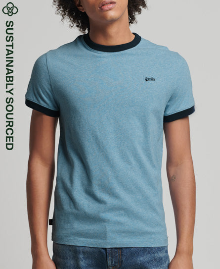 Organic Cotton Vintage Ringer T-Shirt - Light Blue - Superdry Singapore