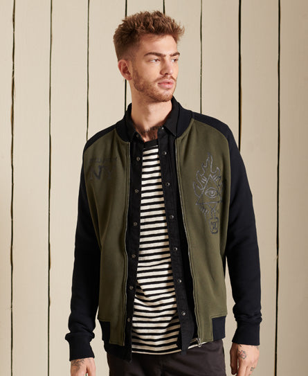 Crossing Lines Jersey Bomber-Surplus Goods Olive - Superdry Singapore