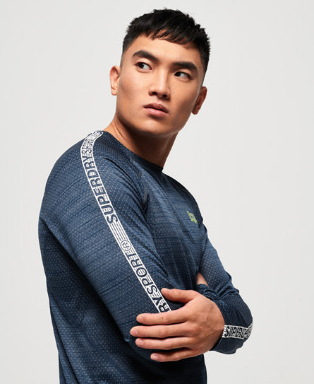 Active Microvent L/S Tee - Blue - Superdry Singapore