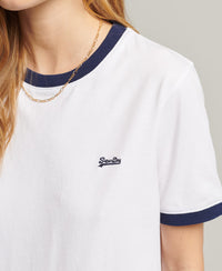 Organic Cotton Vintage Logo Ringer T-Shirt - Navy - Superdry Singapore