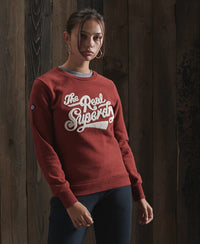 Limited Edition College Chenille Crew Sweatshirt - Brown - Superdry Singapore