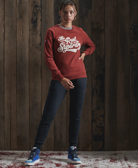 Limited Edition College Chenille Crew Sweatshirt - Brown - Superdry Singapore