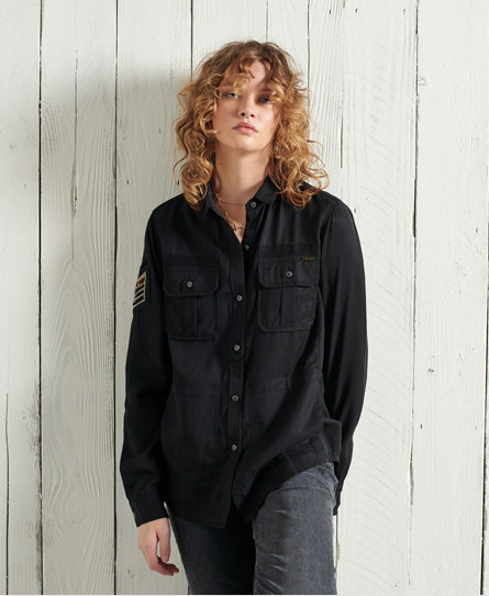 Military Pocket Shirt - Black - Superdry Singapore