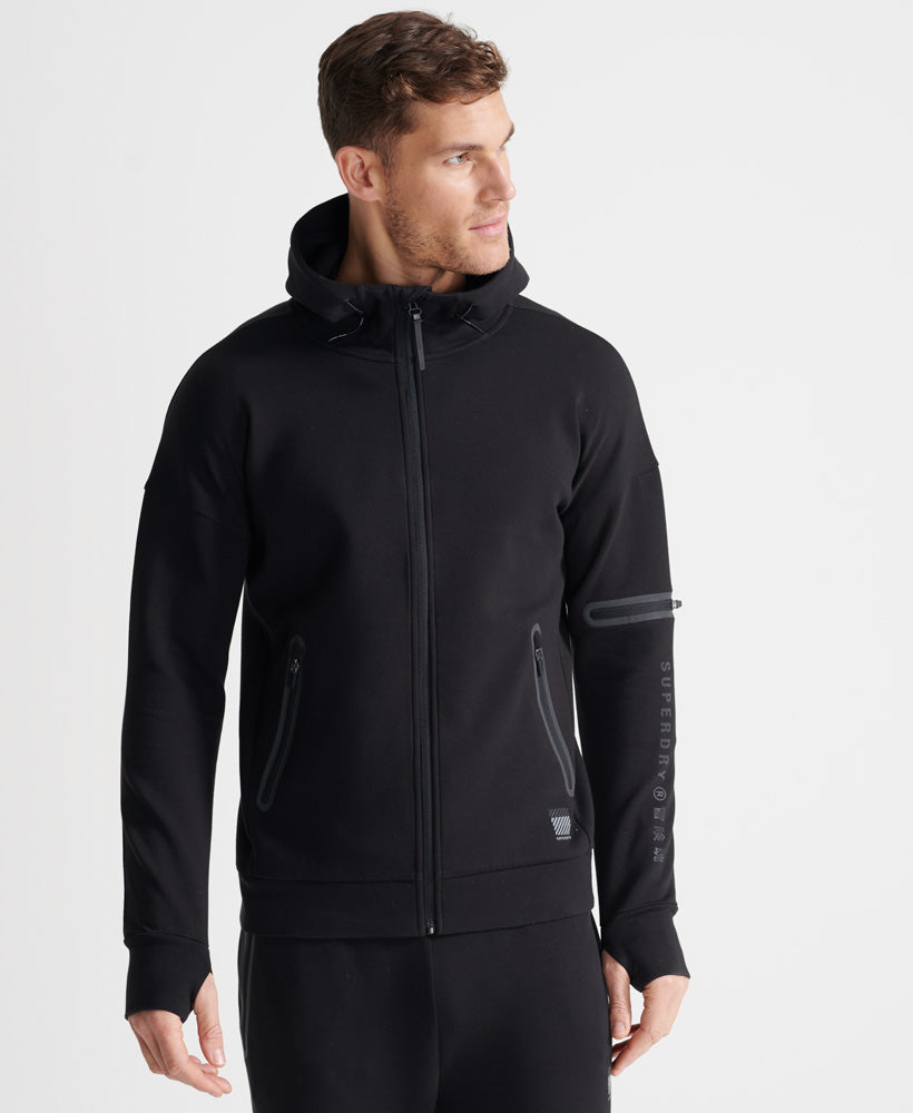 Training Gymtech Zip Hoodie Black Superdry Sports Men Tops