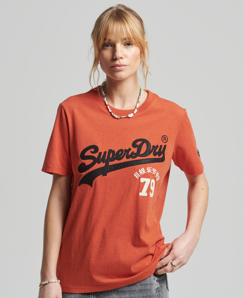 Vintage Logo Interest T-Shirt - Bright Orange Marl - Superdry Singapore