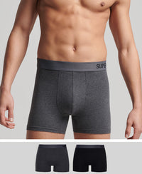 Boxer Offset Double Pack - Black/Charcoal - Superdry Singapore