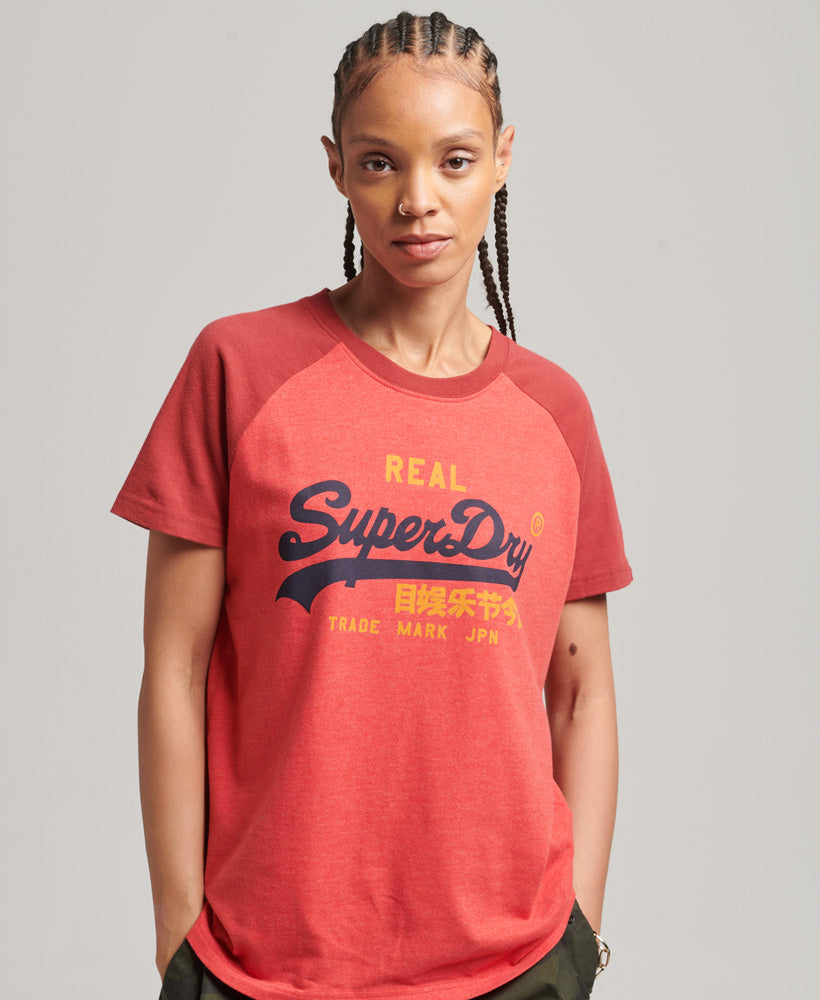 Vintage Logo Heritage T-Shirt - Papaya Red Marl/Brick Red - Superdry Singapore