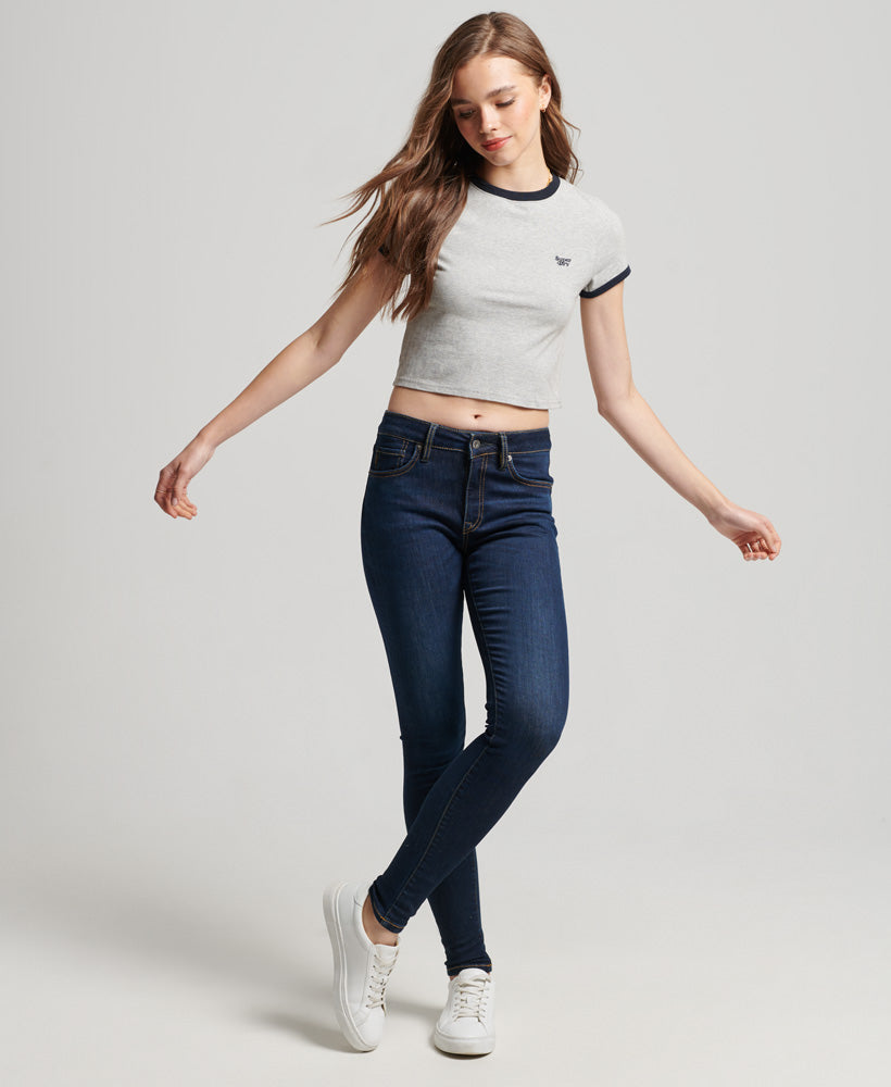 Organic Cotton Vintage Mid Rise Skinny Jeans - Van Dyke Mid Used - Superdry Singapore