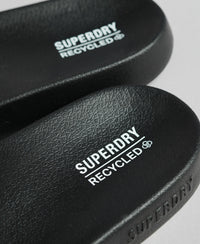 Men Code Core Pool Sliders - Black/Optic - Superdry Singapore