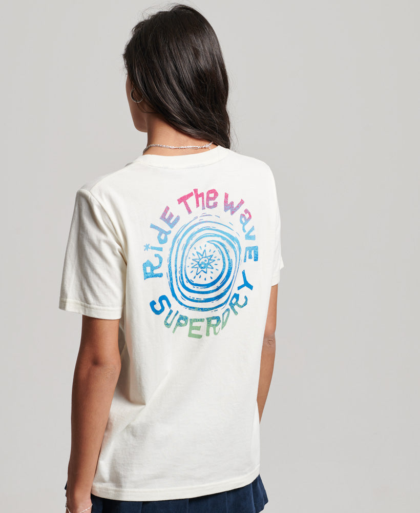 Vintage Tribal Surf T-Shirt - Off White - Superdry Singapore