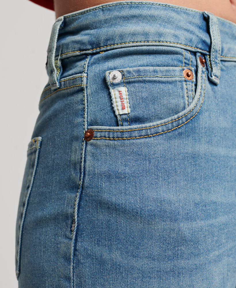 Organic Cotton High Rise Skinny Denim Jeans - Salem Mid Blue - Superdry Singapore