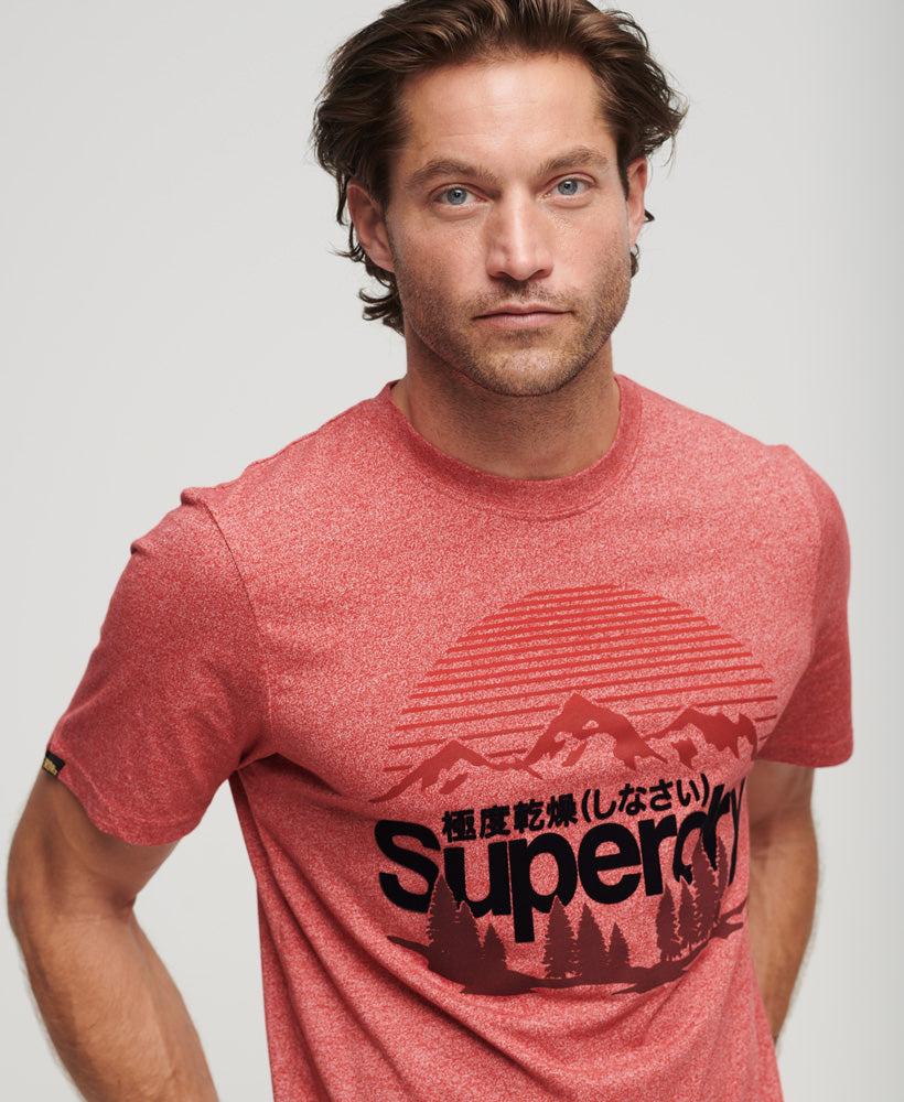 Core Logo Great Outdoors T-Shirt - Mid Red Grit - Superdry Singapore