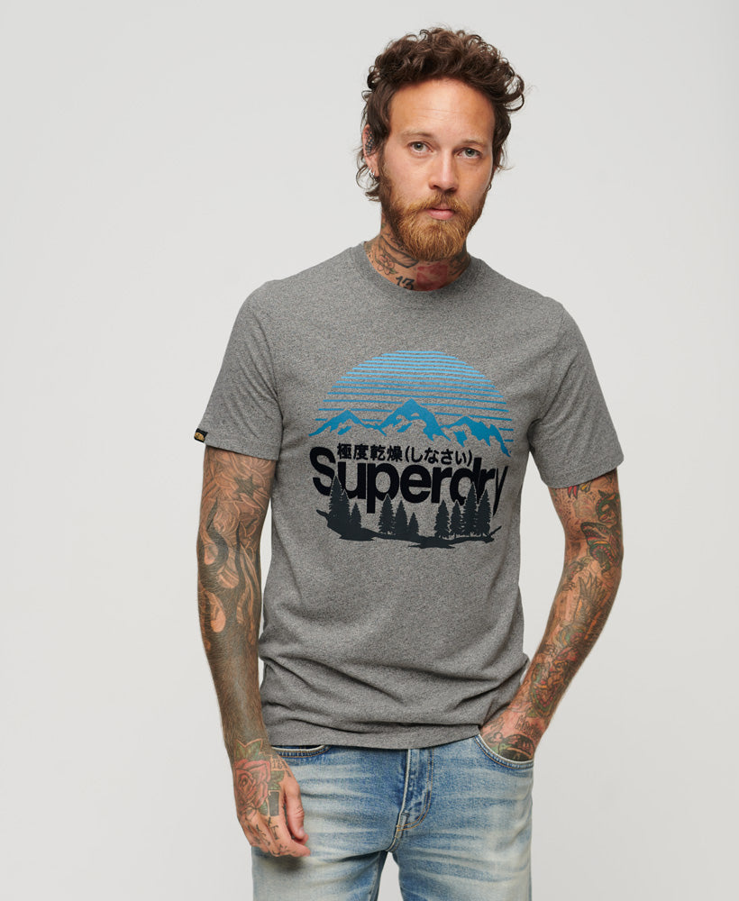Core Logo Great Outdoors TShirt Karst Black Mega Grit Superdry
