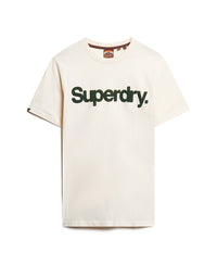 Core Logo Classic T-Shirt - Oatmeal White - Superdry Singapore