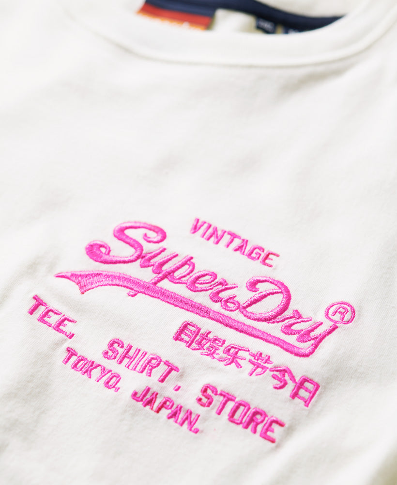 Neon Vintage Logo T-Shirt - Ecru - Superdry Singapore