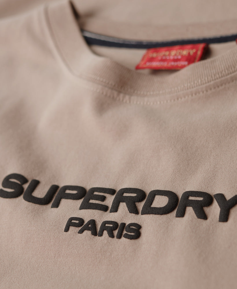 Sport Luxe Logo Fitted Cropped T-Shirt - Warm Grey - Superdry Singapore