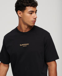 Luxury Sport Loose T-Shirt - Black/Gold - Superdry Singapore