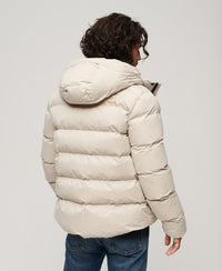 Hooded Microfibre Sports Puffer Jacket - Chateau Grey - Superdry Singapore