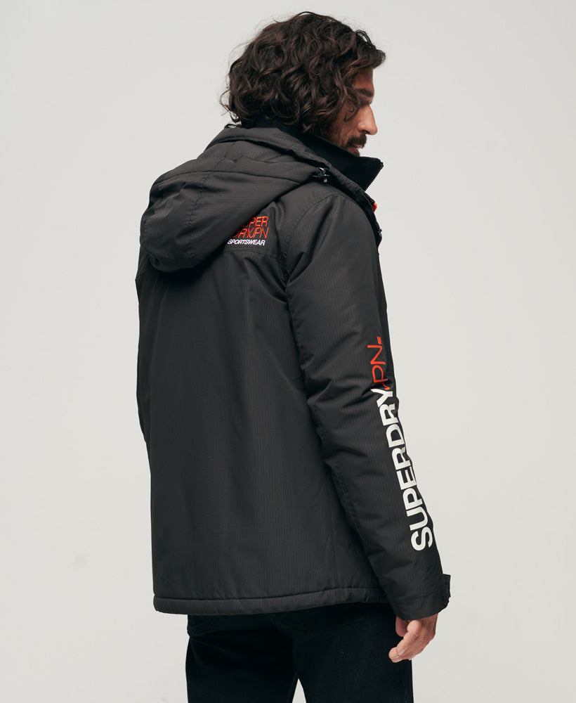 Hooded Yachter Windbreaker Jacket Black/Bold Orange Superdry Men