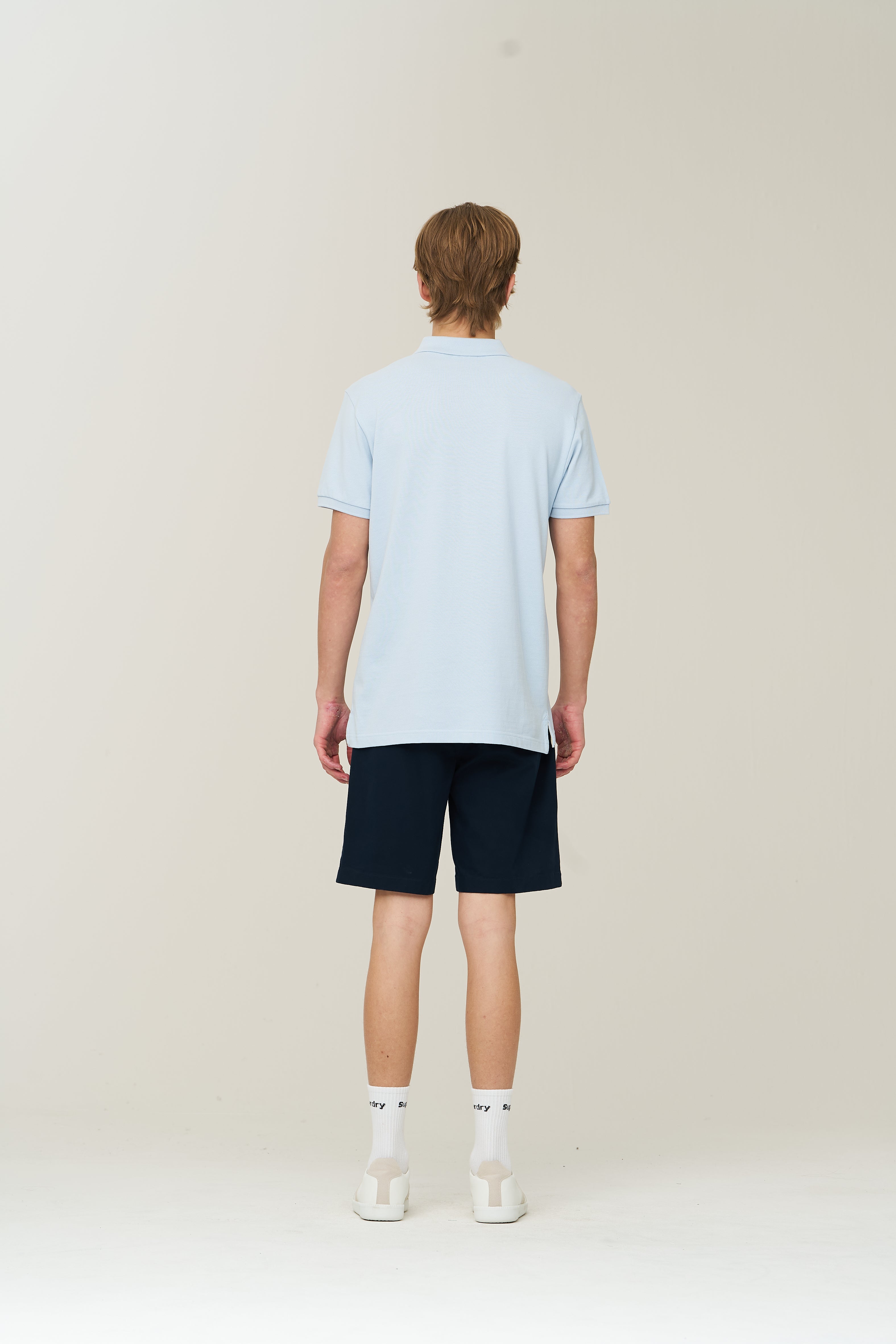 Label Cotton Chino Shorts - D/Navy - Superdry Singapore