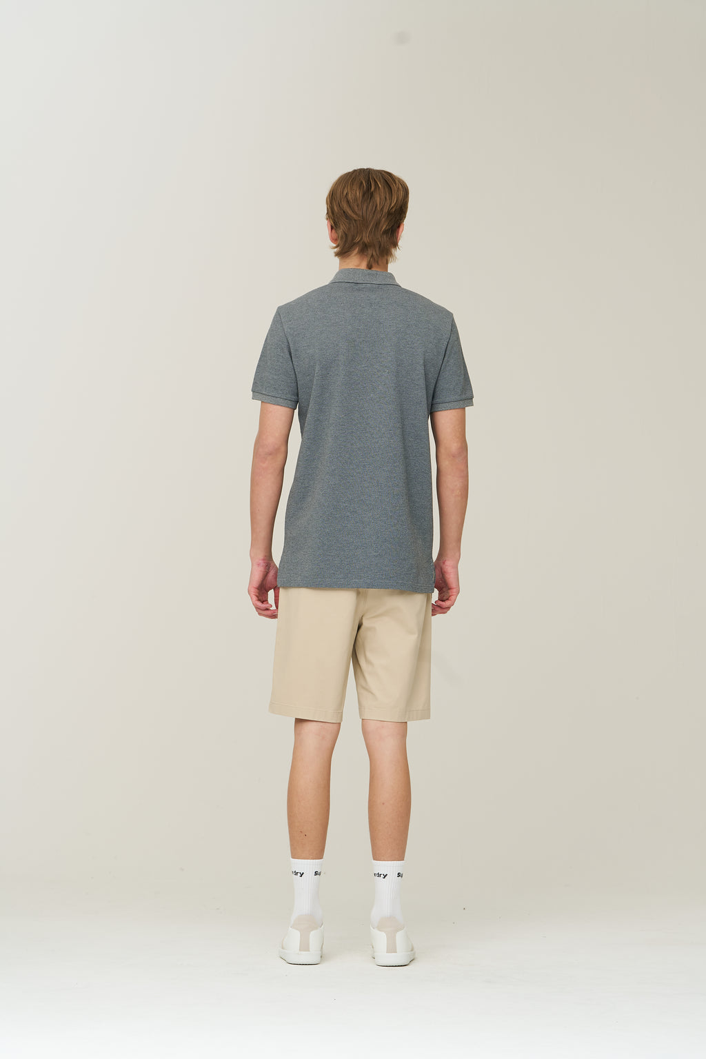 Label Cotton Chino Shorts - Ivory - Superdry Singapore