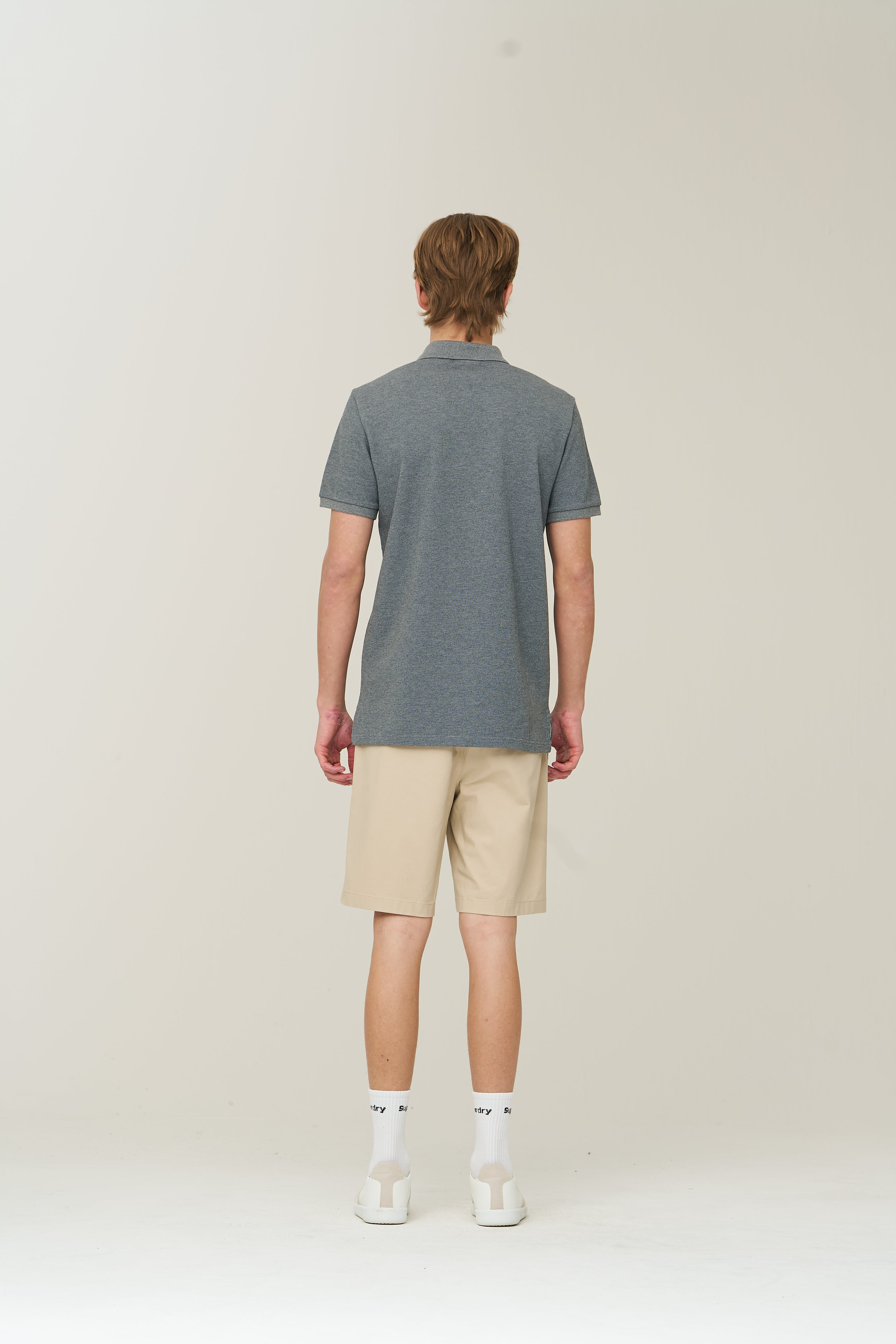 Label Cotton Chino Shorts - Ivory - Superdry Singapore