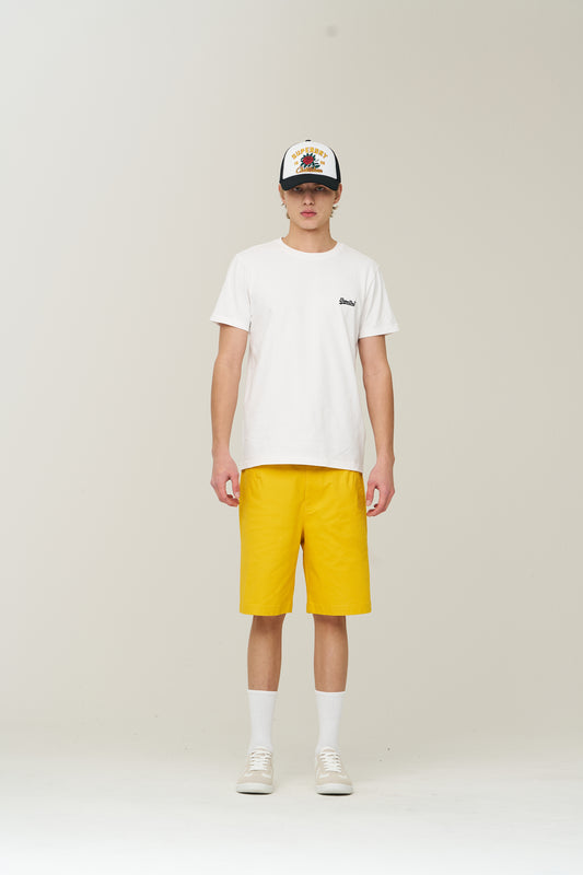 Label Cotton Chino Shorts - Yellow - Superdry Singapore