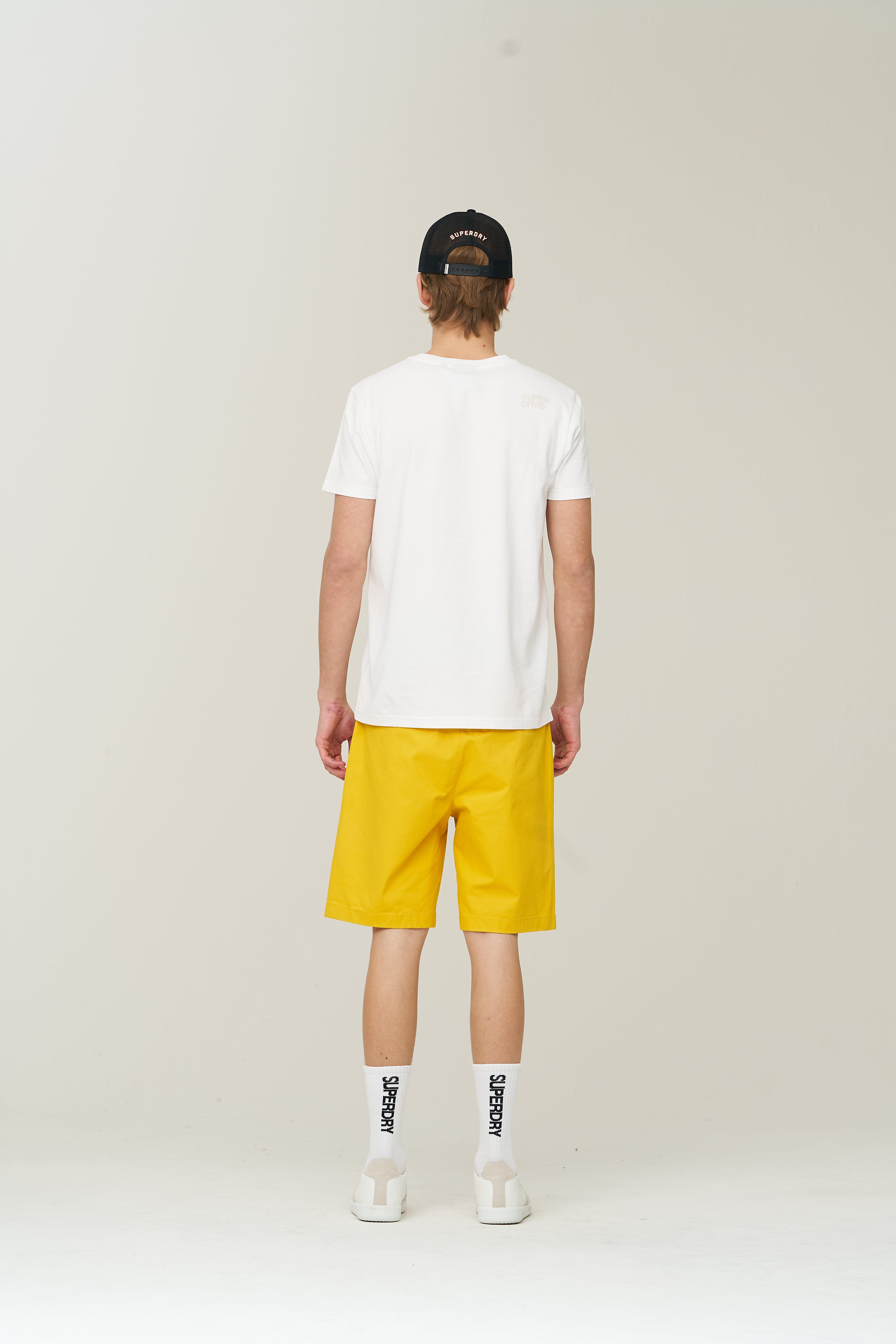 Label Cotton Chino Shorts - Yellow - Superdry Singapore