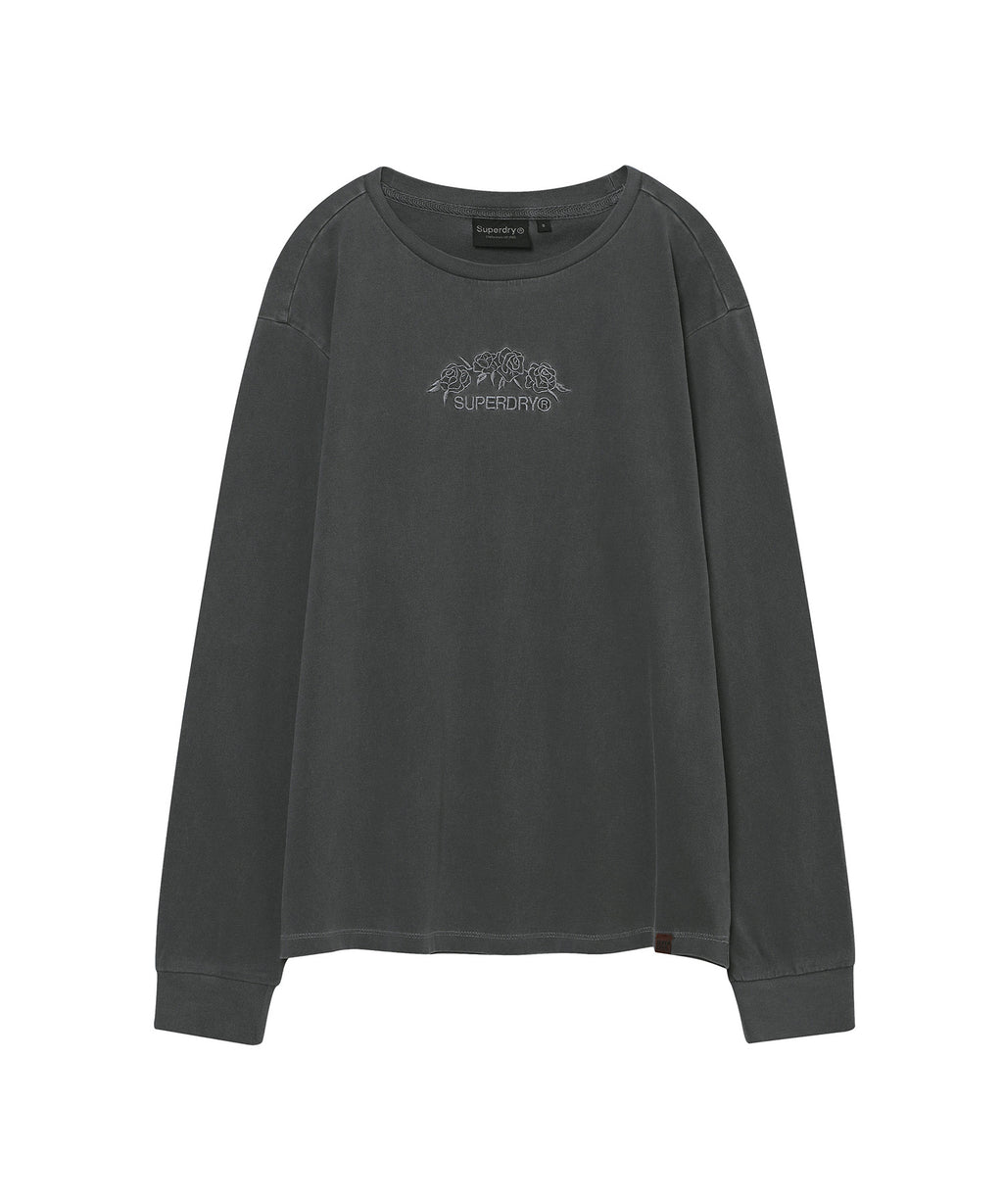 W Flower Embroidered Long Sleeve - Superdry Singapore