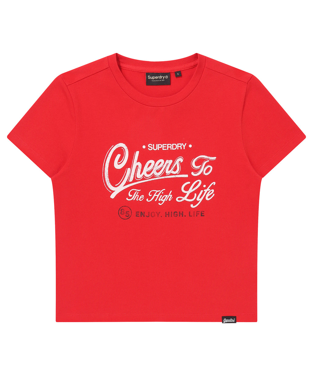 W Vintage Script Crop T-Shirt - Superdry Singapore