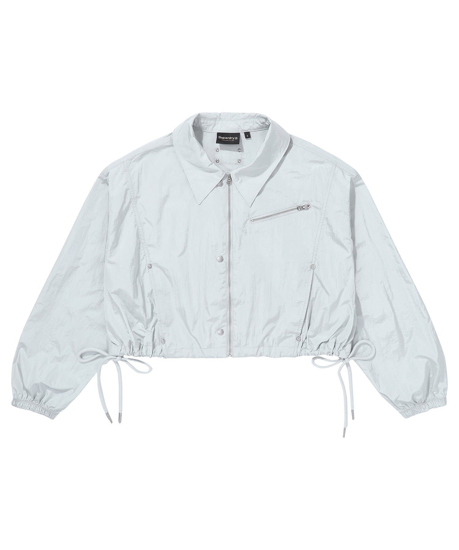 W Glossy Nylon Crop Jacket - Grey  - Superdry Singapore