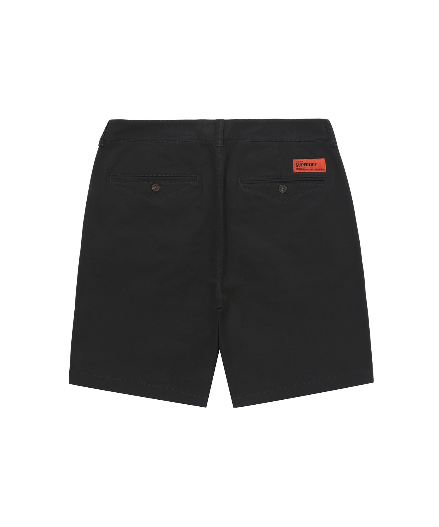 Label Cotton Chino Shorts - Black - Superdry Singapore