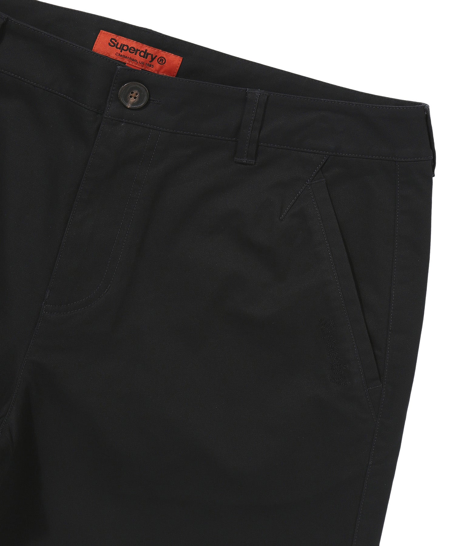 Label Cotton Chino Shorts - Black - Superdry Singapore