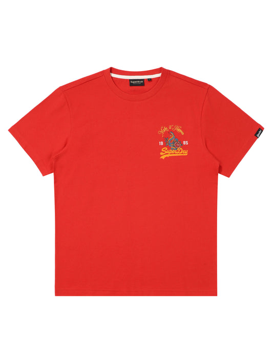 Snake Small Logo T-Shirt - Red - Superdry Singapore