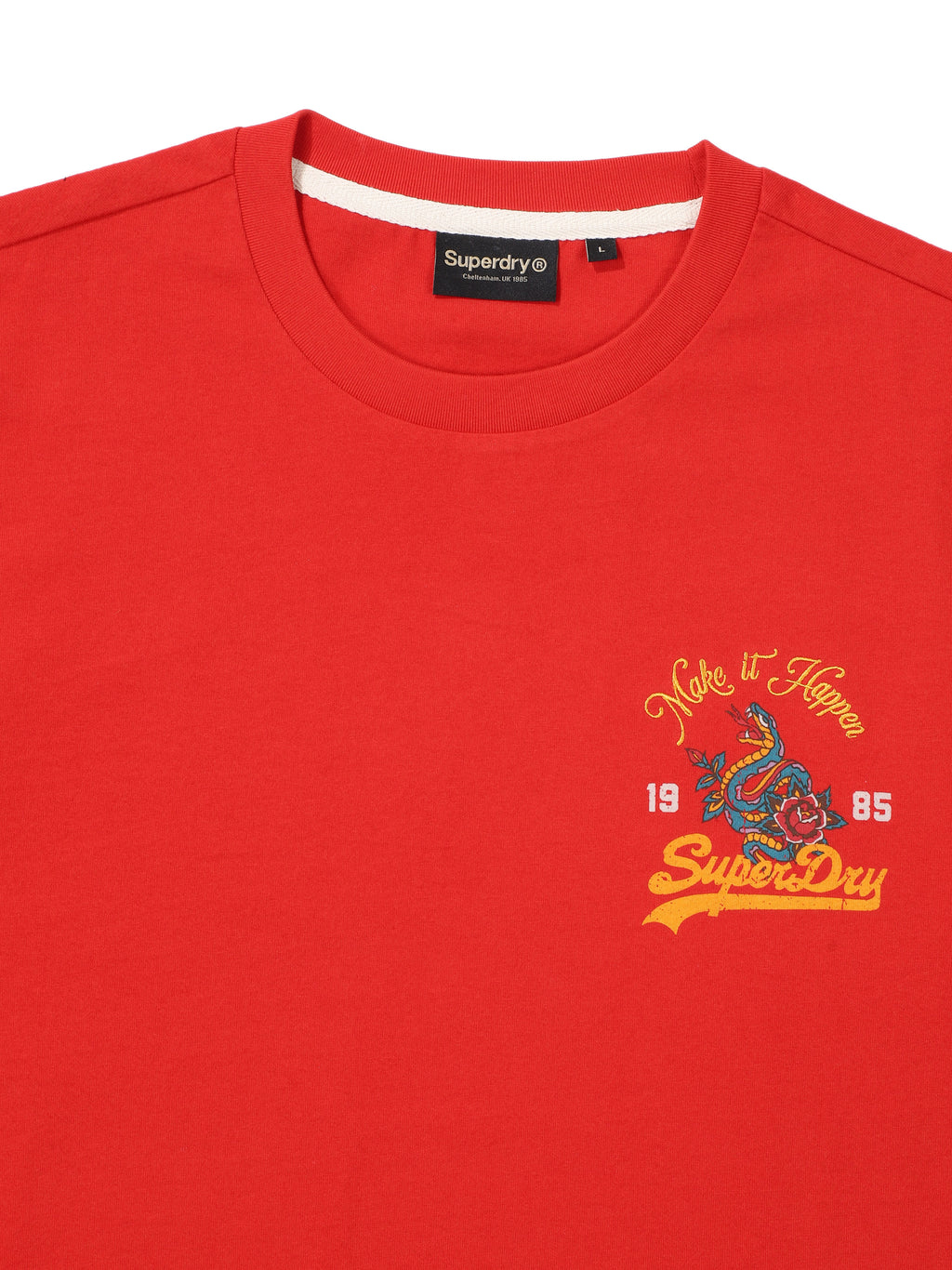 Snake Small Logo T-Shirt - Red - Superdry Singapore