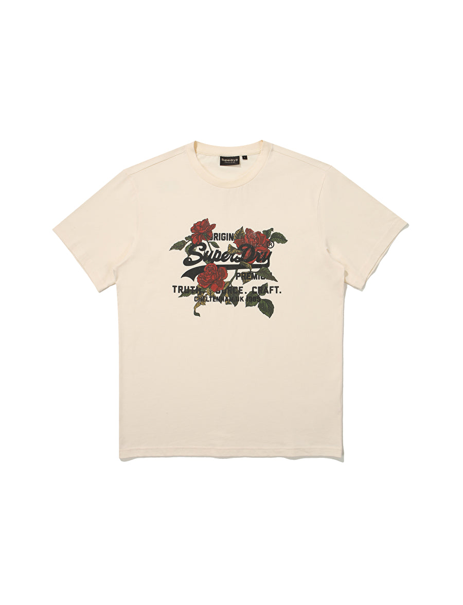 Regular Fit 1985 Flower Half T-Shirts-1 Ivory - Superdry Singapore
