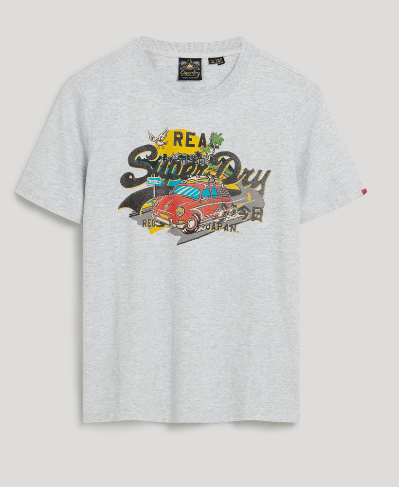 La Vl Graphic Relaxed Tee - Flake Grey Marl - Superdry Singapore