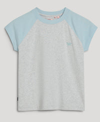 Organic Cotton Essential Logo Raglan T-Shirt - Winter Sky Blue/ Glacier Grey Marl - Superdry Singapore