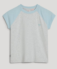 Organic Cotton Essential Logo Raglan T-Shirt - Winter Sky Blue/ Glacier Grey Marl