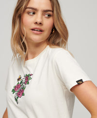 Tattoo Embroidered Fitted T-Shirt - Cream - Superdry Singapore