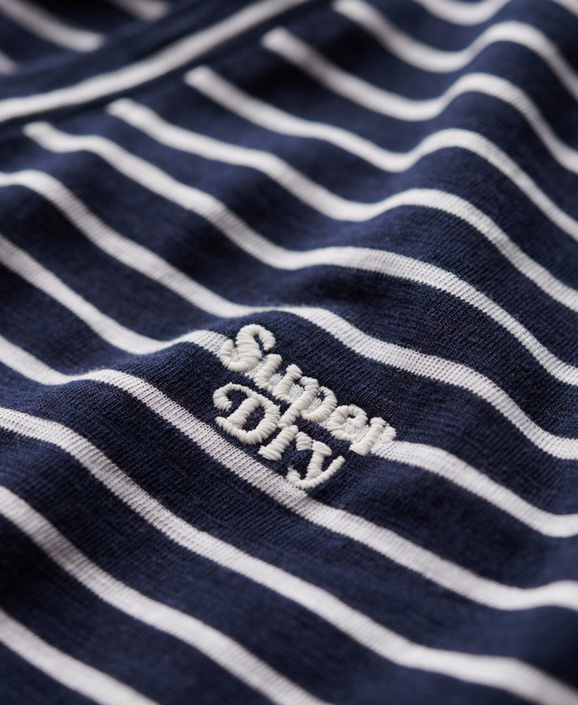 Slub Embroidered V-Neck T-Shirt - Navy - Superdry Singapore