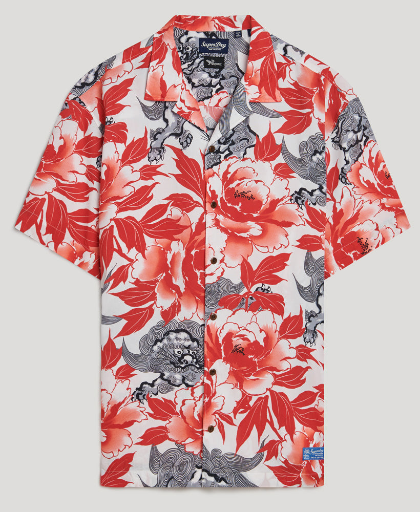 Hawaiian Resort Shirt - Karashishi Red - Superdry Singapore