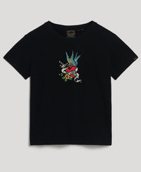 Tattoo Embroidered Fitted T-Shirt - Black - Superdry Singapore
