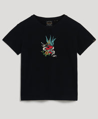 Tattoo Embroidered Fitted T-Shirt - Black