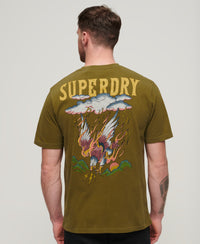 Tattoo Graphic Loose Fit T-Shirt - Fir Green - Superdry Singapore