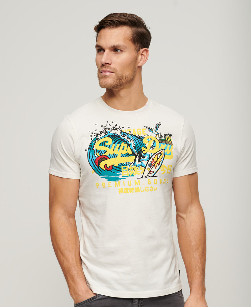 La Vl Graphic T Shirt - Off White - Superdry Singapore