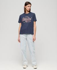 Metallic Vl Relaxed T Shirt - Lauren Navy - Superdry Singapore
