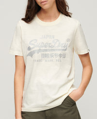 Metallic Vl Relaxed T Shirt - Cream Slub - Superdry Singapore
